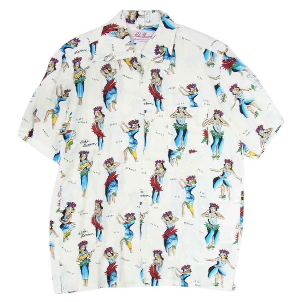 アロハブロッサム AB-0010010100 レーヨン 総柄 アロハシャツ 半袖 ホワイト系 42【極上美品】【中古】