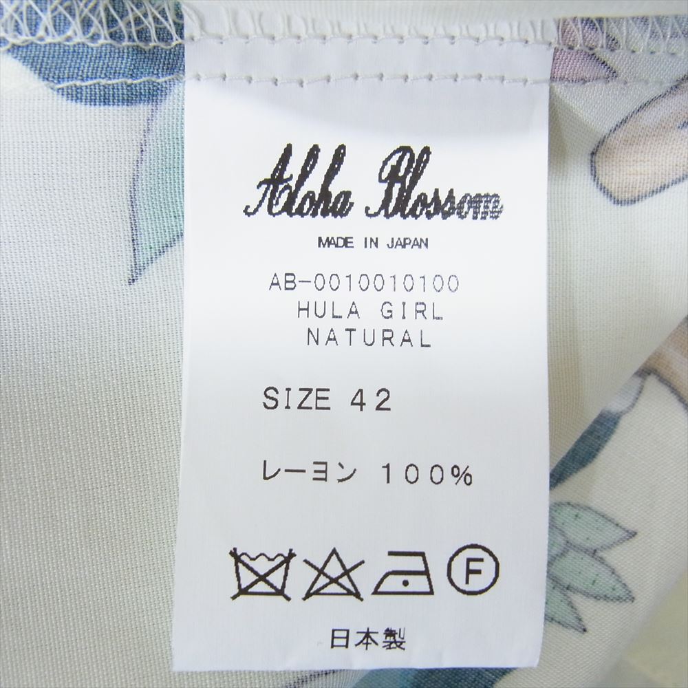 アロハブロッサム AB-0010010100 レーヨン 総柄 アロハシャツ 半袖 ホワイト系 42【極上美品】【中古】