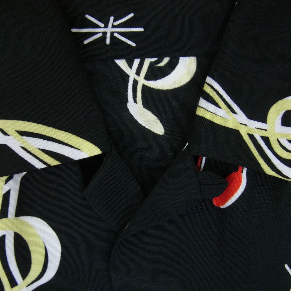 アロハブロッサム AB-0001010101 レーヨン 音符 総柄 アロハシャツ 半袖 ブラック系 42【極上美品】【中古】