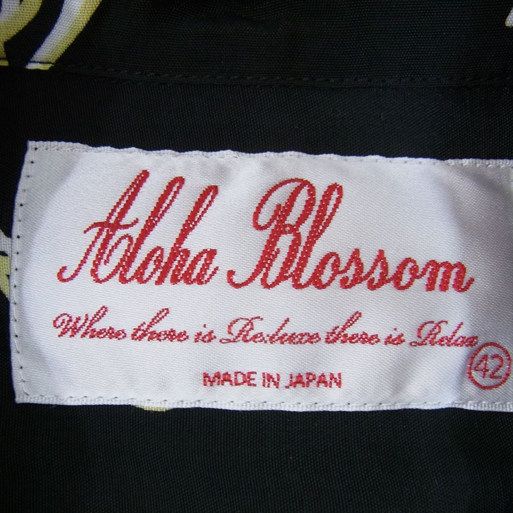 アロハブロッサム AB-0001010101 レーヨン 音符 総柄 アロハシャツ 半袖 ブラック系 42【極上美品】【中古】