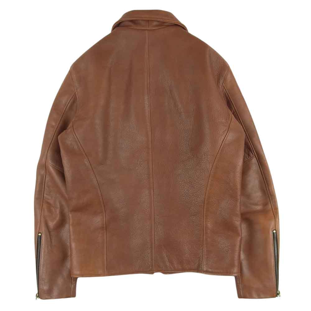 VANSON バンソン ENF SLIM FITTED エンフィールド スリムフィット シングル ライダース レザー ジャケット ブラウン系 36【中古】