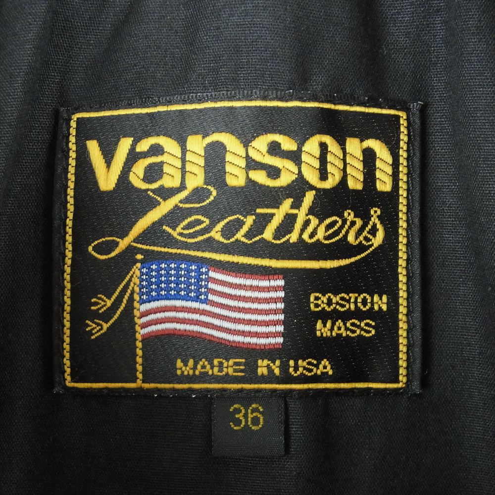 VANSON バンソン ENF SLIM FITTED エンフィールド スリムフィット シングル ライダース レザー ジャケット ブラウン系 36【中古】