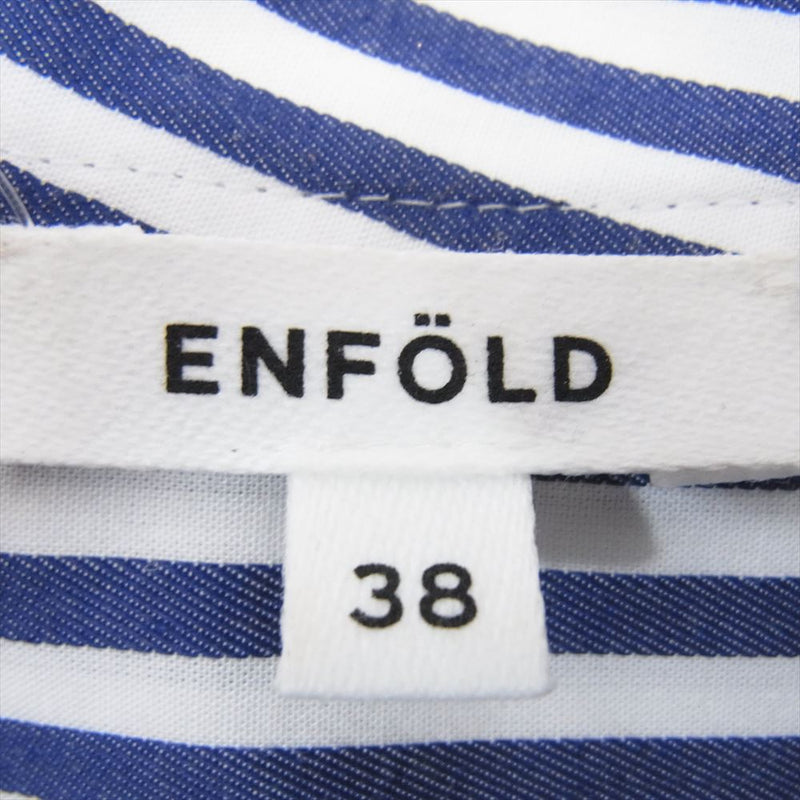 ENFOLD エンフォルド 300GA230-1470 LONG-COLLAR SHIRT ロング カラー シャツ ブルー系 38【中古】