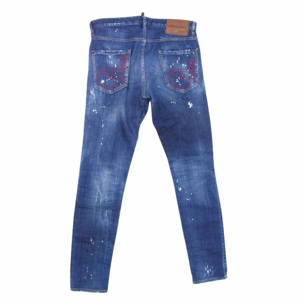 DSQUARED2 ディースクエアード 20AW S71LB0773 S30342 COOL GUY JEAN クールガイ ジーンズ ダメージ加工 ペンキ加工 デニム パンツ インディゴブルー系 48【中古】