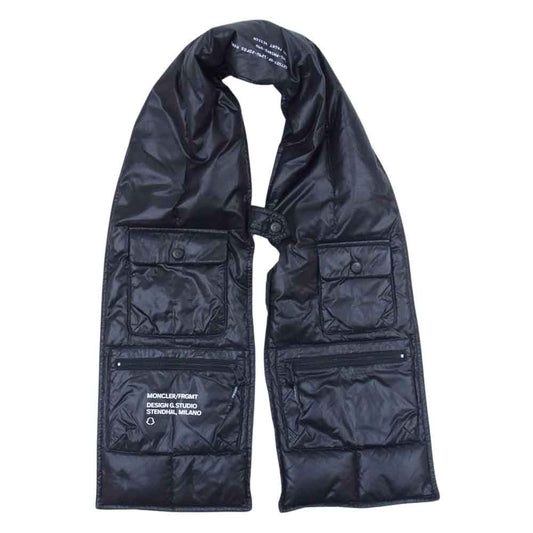 MONCLER モンクレール × FRAGMENT フラグメント ダウン マフラー ストール ブラック系【美品】【中古】