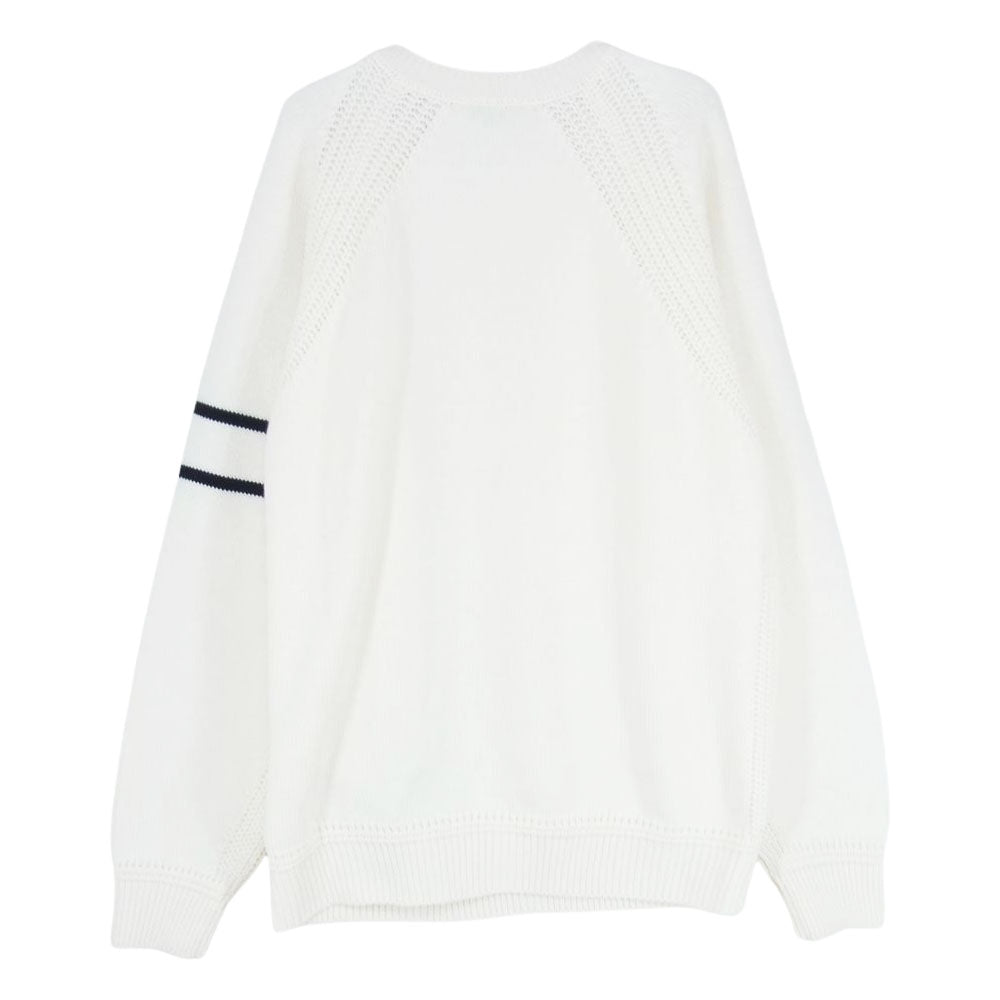 MONCLER モンクレール 23AW GIROCOLLO TRICOT クルーネック ロゴ ワッペン ニット セーター オフホワイト系 XL【中古】