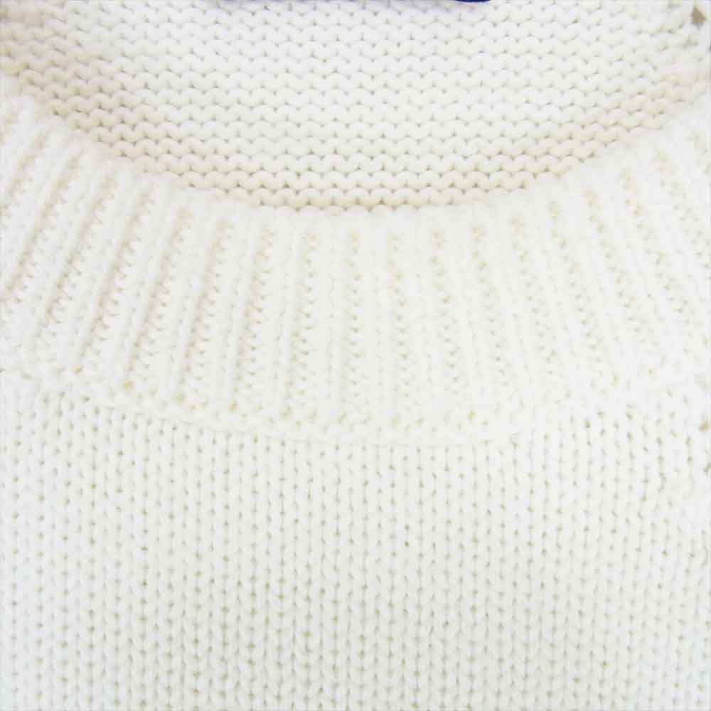 MONCLER モンクレール 23AW GIROCOLLO TRICOT クルーネック ロゴ ワッペン ニット セーター オフホワイト系 XL【中古】
