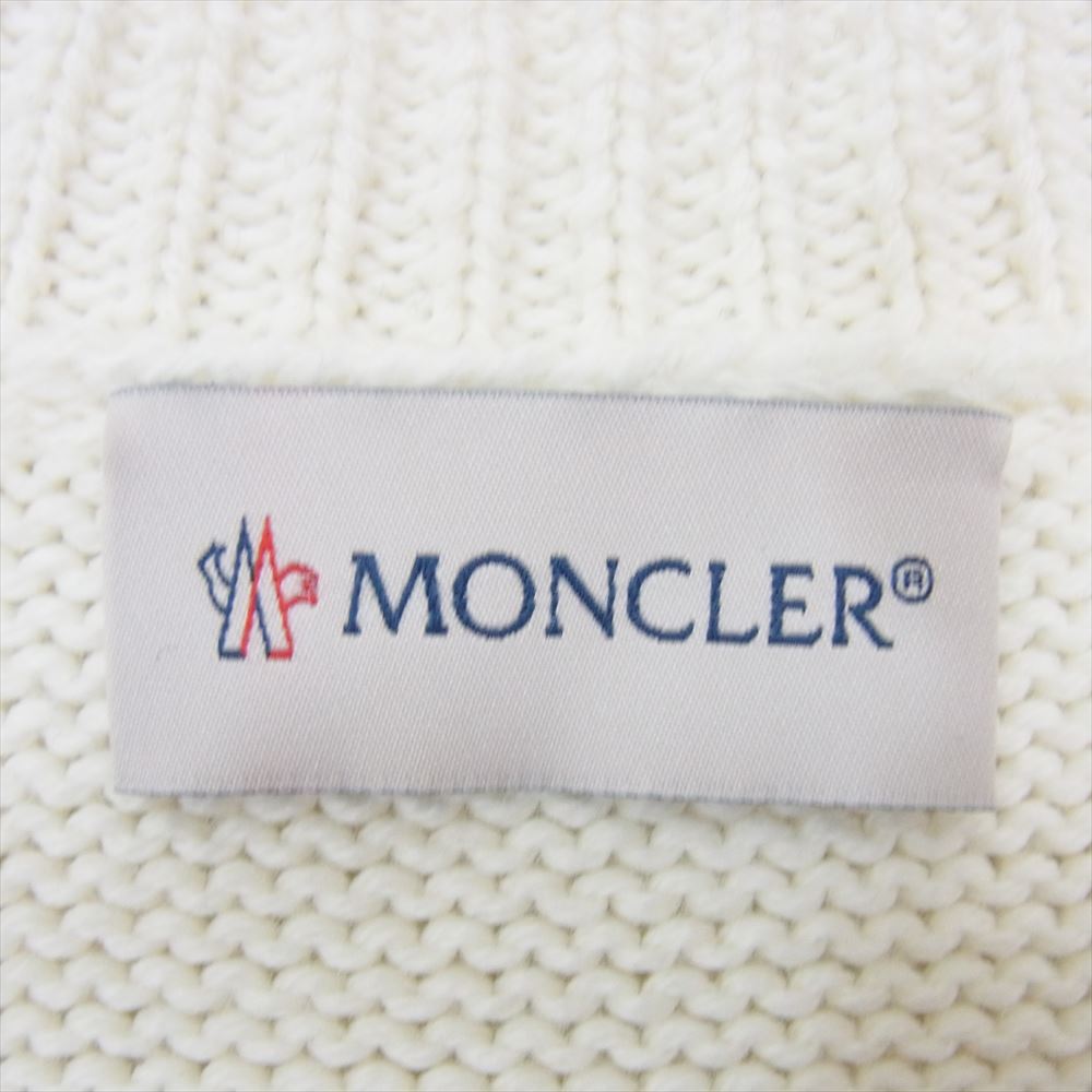 MONCLER モンクレール 23AW GIROCOLLO TRICOT クルーネック ロゴ ワッペン ニット セーター オフホワイト系 XL【中古】