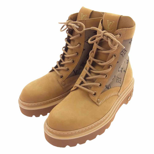 LOUIS VUITTON ルイ・ヴィトン 1ACDN6 LV レンジャー モノグラム ライン アンクル ブーツ ライトブラウン系 8【美品】【中古】