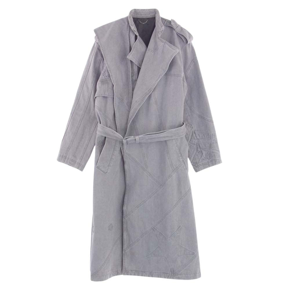 LOUIS VUITTON ルイ・ヴィトン 19AW LOOK10 1A5PGI フラッグス パッチワーク バンダナ スター デニム トレンチコート グレー系 46【中古】