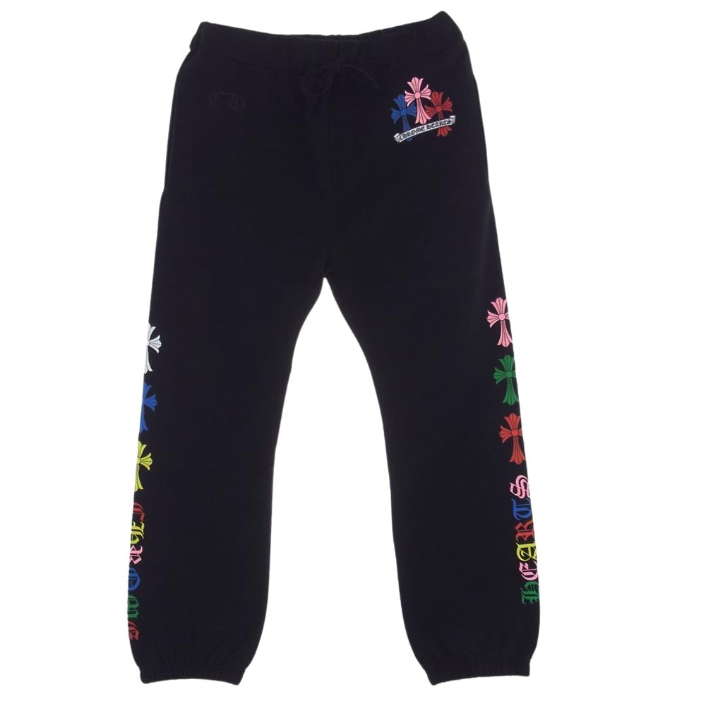 CHROME HEARTS クロムハーツ（原本無） 22SS MLTCOL CEM CRS SWT PNT マルチカラー セメタリークロス スウェット パンツ ブラック系 L【極上美品】【中古】