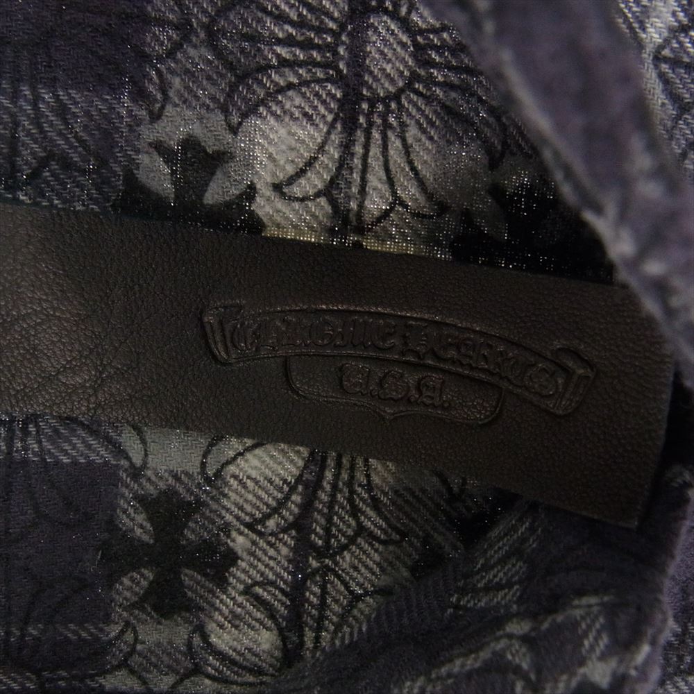 CHROME HEARTS クロムハーツ（原本無） LOOSEENDS LS CHECK CHプラス総柄 クロスボタン クロスパッチ ルーズエンド チェック フランネル 長袖シャツ グレー系 XL【極上美品】【中古】