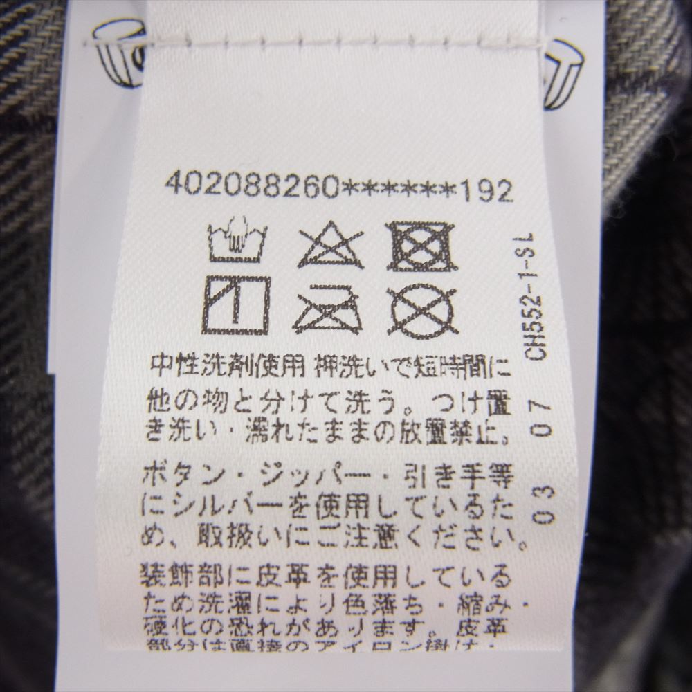 CHROME HEARTS クロムハーツ（原本無） LOOSEENDS LS CHECK CHプラス総柄 クロスボタン クロスパッチ ルーズエンド チェック フランネル 長袖シャツ グレー系 XL【極上美品】【中古】
