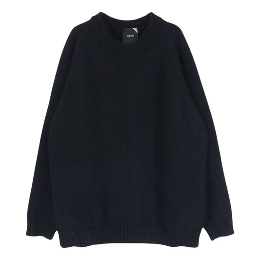 エイトン KRAGIW0912 CASHMERE WASHI カシミヤ カシミア 和紙 クルーネック セーター ニット ブラック系 06【中古】