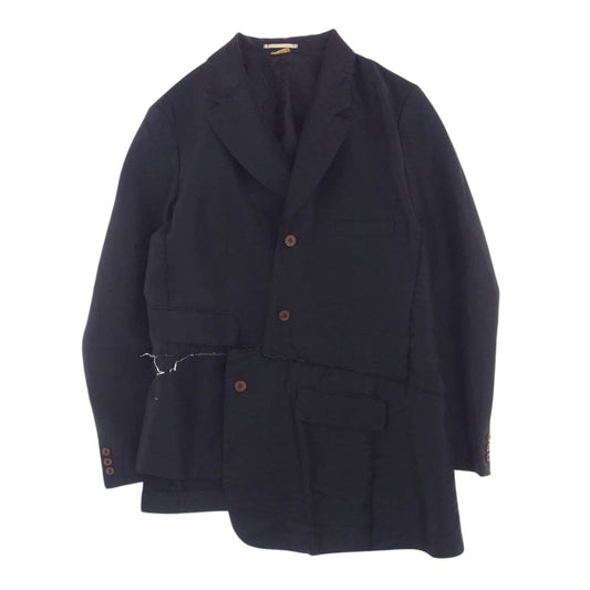 COMME des GARCONS HOMME PLUS コムデギャルソンオムプリュス 20AW PF-J059 ポリエステル縮絨 製品加工 アシンメトリー テーラードジャケット ブラック系 M【中古】