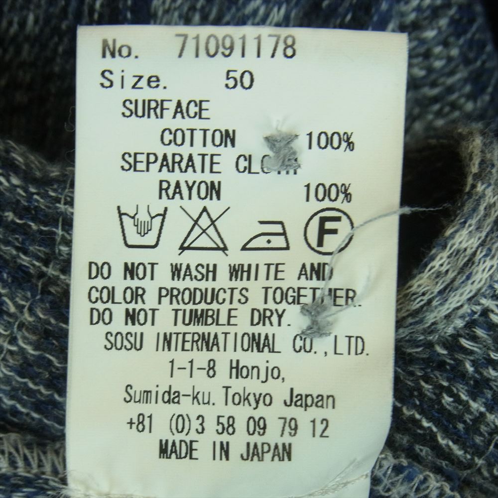 MIHARA YASUHIRO ミハラヤスヒロ 71091178 切替 オンブレ チェック ショップ コート ロング ジャケット グレー系 ブルー系 50【中古】