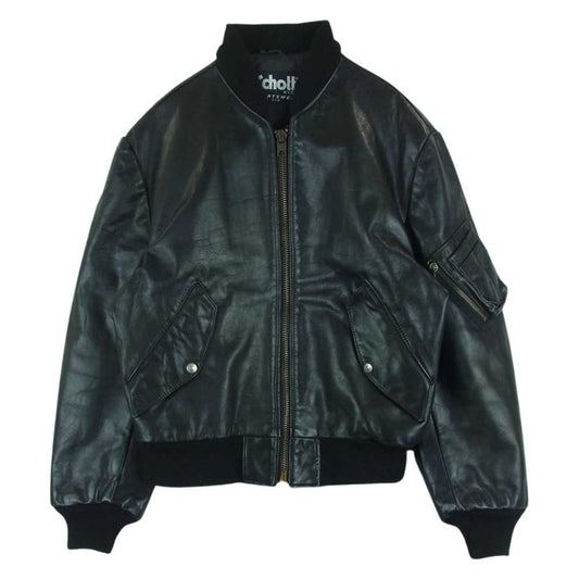 schott ショット USA製 MA-1 レザー ブルゾン ジャケット ブラック系 40【中古】
