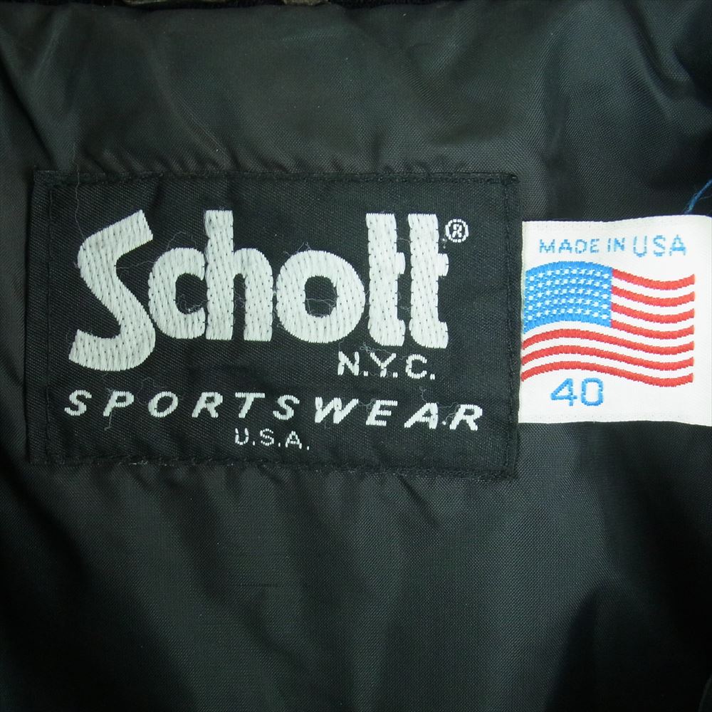 schott ショット USA製 MA-1 レザー ブルゾン ジャケット ブラック系 40【中古】