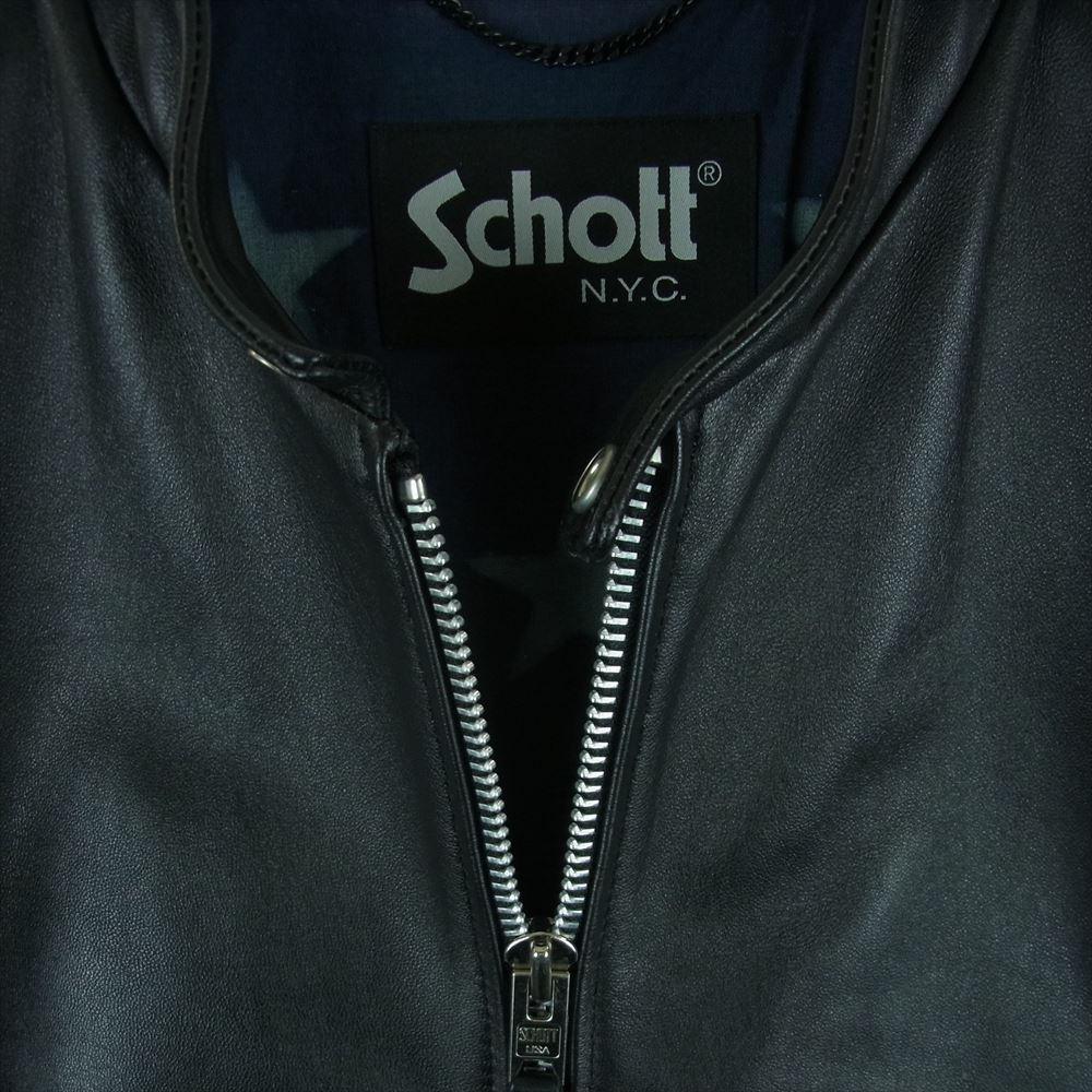 schott ショット 170-54500 tk. TAKEO KIKUCHI タケオキクチ インナー 星条旗 ラムレザー シングル ライダース ジャケット ブラック系 M【中古】