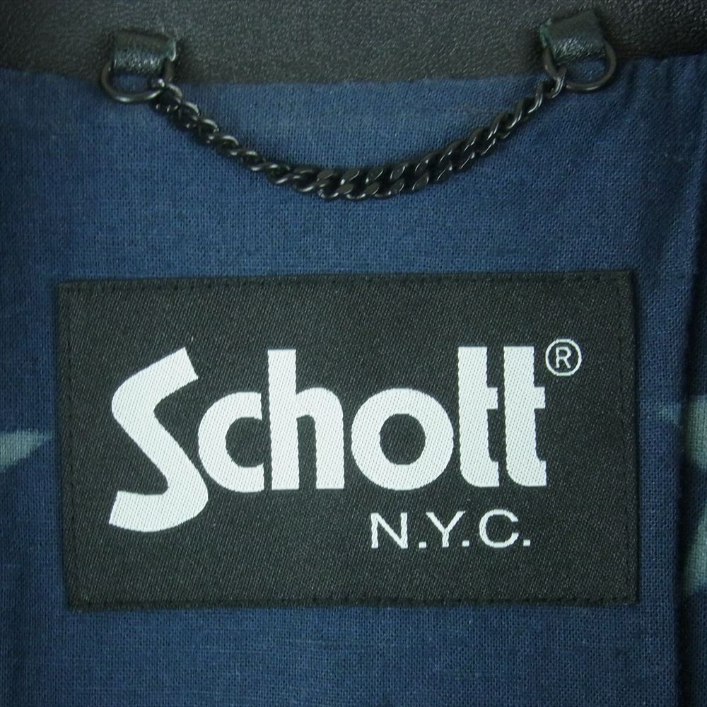 schott ショット 170-54500 tk. TAKEO KIKUCHI タケオキクチ インナー 星条旗 ラムレザー シングル ライダース ジャケット ブラック系 M【中古】