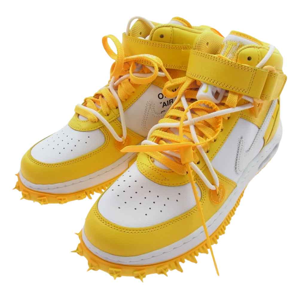 NIKE ナイキ DR0500-101 × Off-White Air Force 1 Mid SP LTHR White and Varsity Maize オフホワイト エアフォース ミッド SP レザー ホワイト アンド バーシティメイズ ホワイト系 イエロー系 US8(26cm)【極上美品】【中古】