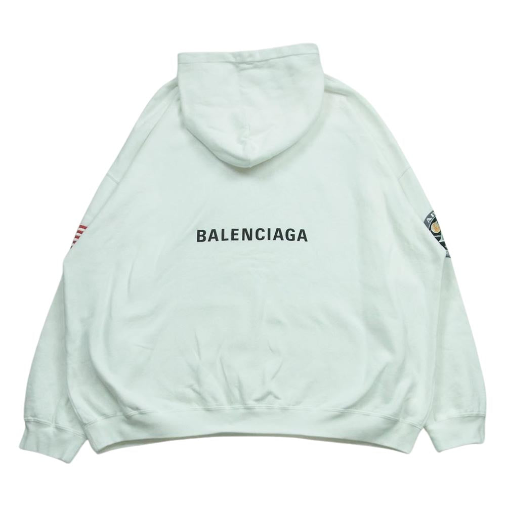 BALENCIAGA バレンシアガ 2021 651799 TKVD8 NASA ナサ Space Boxy Hoodie スペース ボクシー フーディ プルオーバー パーカー ホワイト系 XXS【中古】