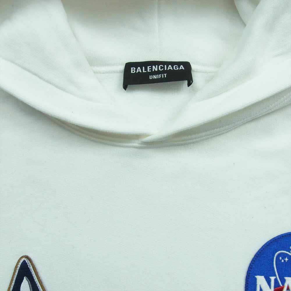 BALENCIAGA バレンシアガ 2021 651799 TKVD8 NASA ナサ Space Boxy Hoodie スペース ボクシー フーディ プルオーバー パーカー ホワイト系 XXS【中古】