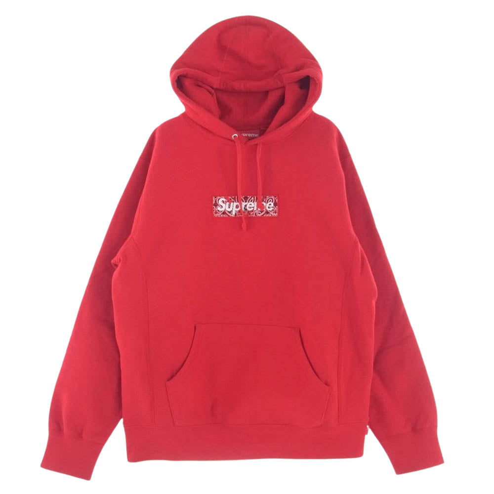 Supreme シュプリーム 19AW Bandana Box Logo Hooded Sweatshirt バンダナ ボックスロゴ フーデッド スウェット シャツ プルオーバー パーカー レッド系 M【中古】