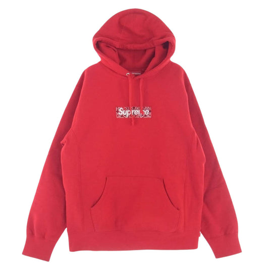Supreme シュプリーム 19AW Bandana Box Logo Hooded Sweatshirt バンダナ ボックスロゴ フーデッド スウェット シャツ プルオーバー パーカー レッド系 M【中古】