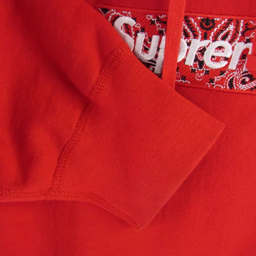 Supreme シュプリーム 19AW Bandana Box Logo Hooded Sweatshirt バンダナ ボックスロゴ フーデッド スウェット シャツ プルオーバー パーカー レッド系 M【中古】