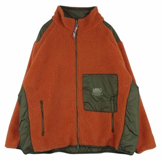 is-ness イズネス 1LDK 別注 REVERSIBLE FLEECE JACKET リバーシブル フリース ジャケット オレンジ系 カーキ系 M 46【中古】