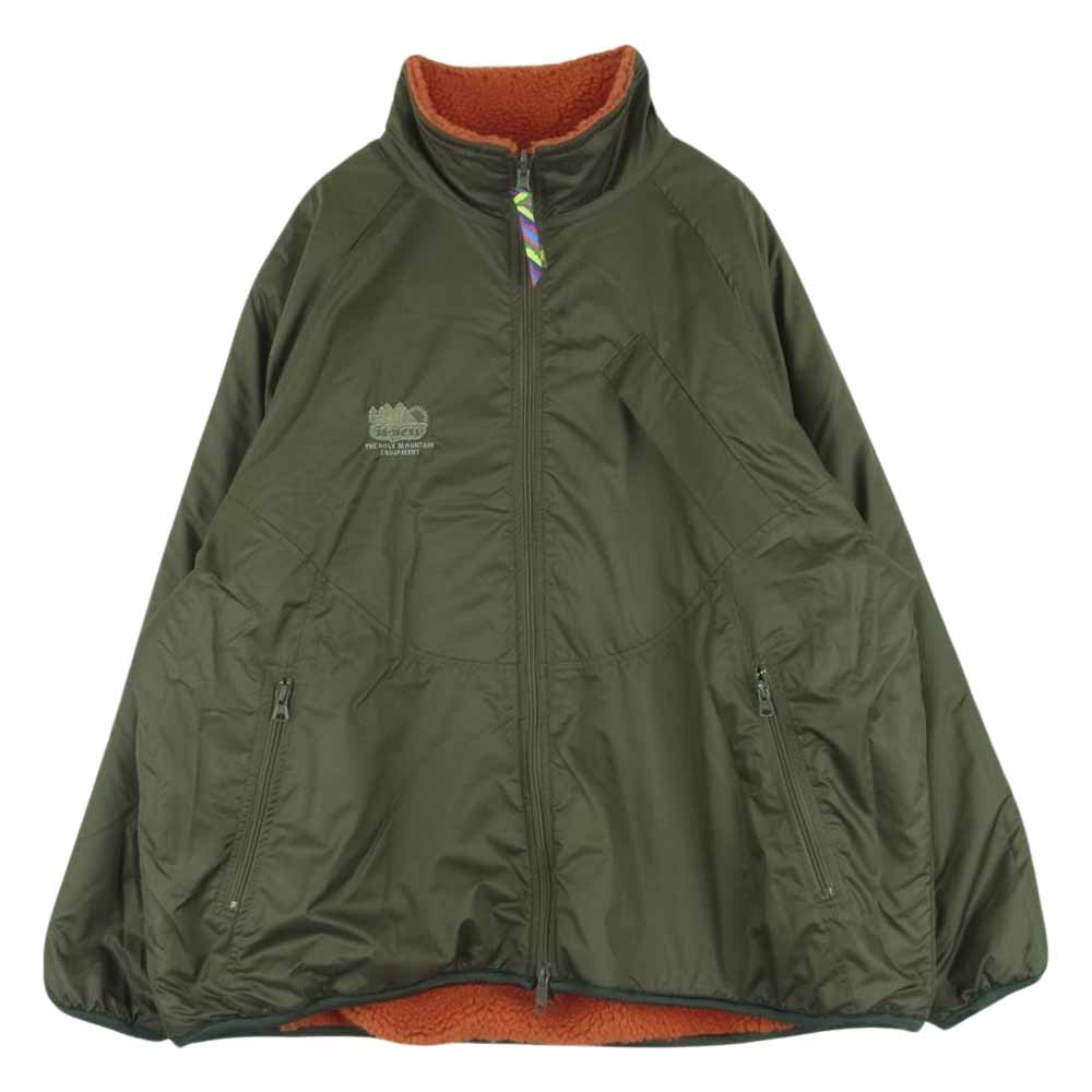 is-ness イズネス 1LDK 別注 REVERSIBLE FLEECE JACKET リバーシブル フリース ジャケット オレンジ系 カーキ系 M 46【中古】