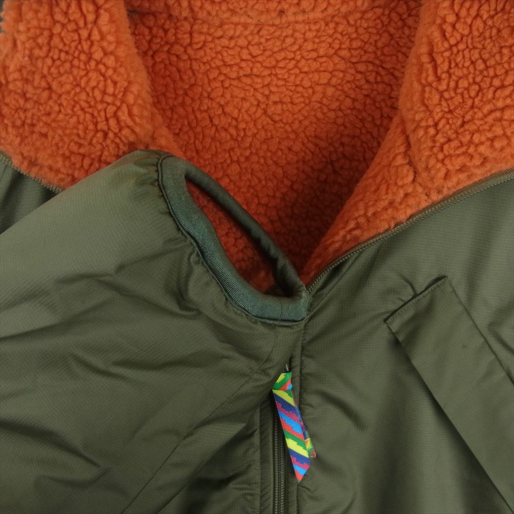 is-ness イズネス 1LDK 別注 REVERSIBLE FLEECE JACKET リバーシブル フリース ジャケット オレンジ系 カーキ系 M 46【中古】