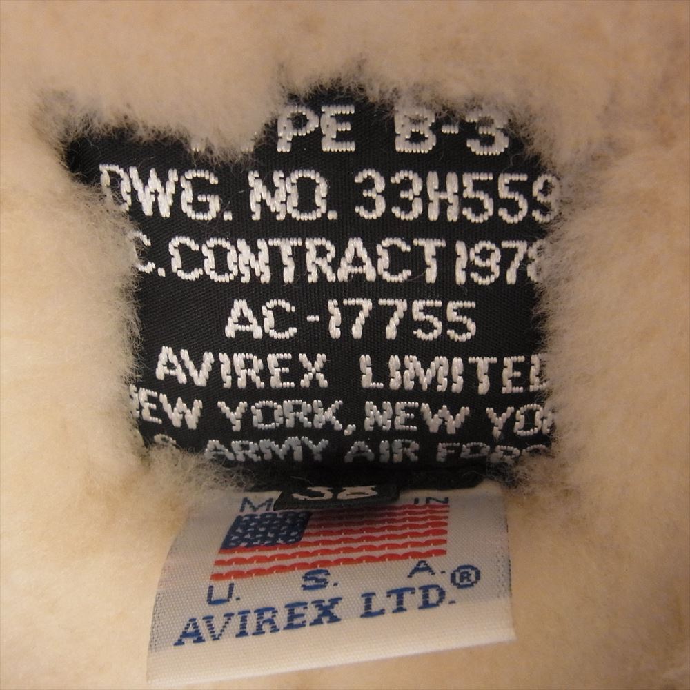 AVIREX アヴィレックス 2102XW ペイントカスタム B-3 JACKET ムートン ジャケット 第8空軍 mighty eighth マイティエイス ダークブラウン系 38【中古】