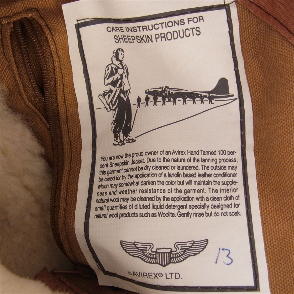 AVIREX アヴィレックス 2102XW ペイントカスタム B-3 JACKET ムートン ジャケット 第8空軍 mighty eighth マイティエイス ダークブラウン系 38【中古】