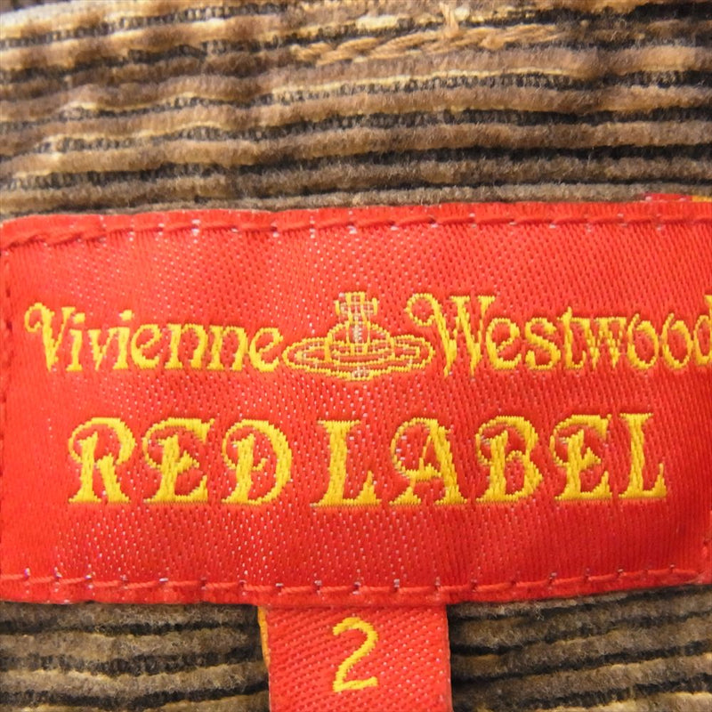 Vivienne Westwood ヴィヴィアンウエストウッド 7840M 357-01-23024 レッドレーベル コーデュロイ レザーベルト付き 変形 ラップ スカート ブラウン系 2【中古】