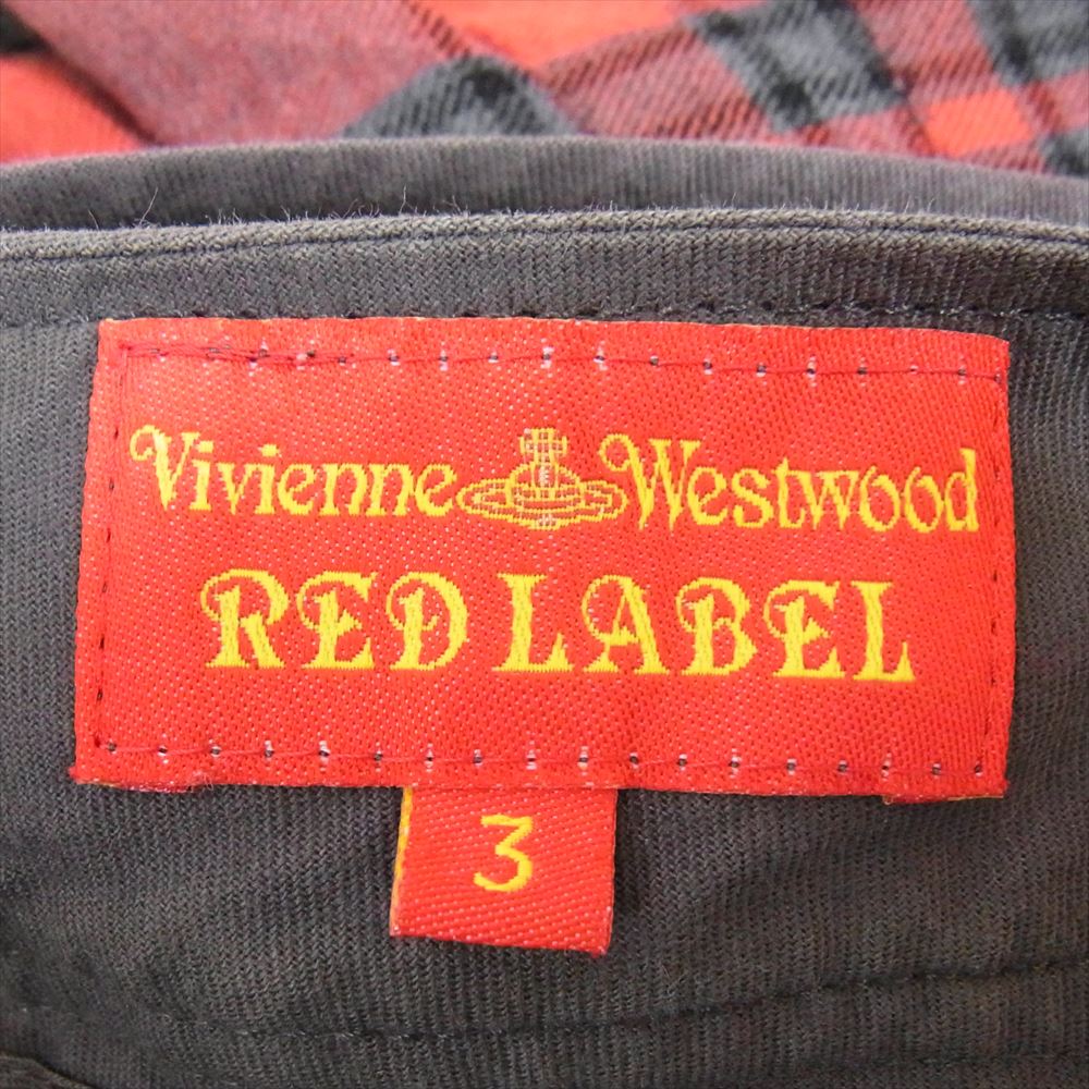 Vivienne Westwood ヴィヴィアンウエストウッド 784OM 357-01-23021 レッドレーベル ベルト付き ウール チェック カットオフ ラップ スカート レッド系 3【中古】