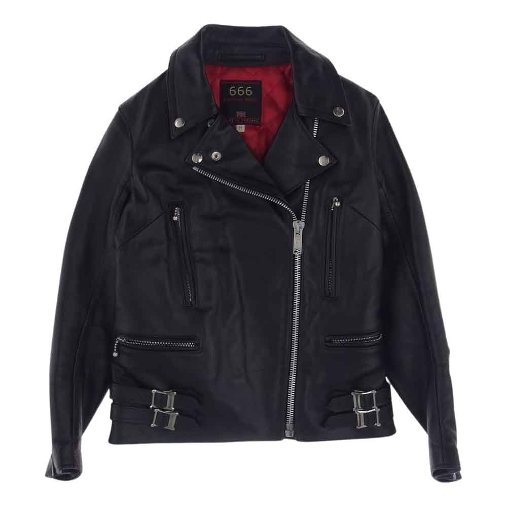 トリプスシックス 英国製 レディース サイドベルト ライダース ジャケット ブラック系 34【美品】【中古】