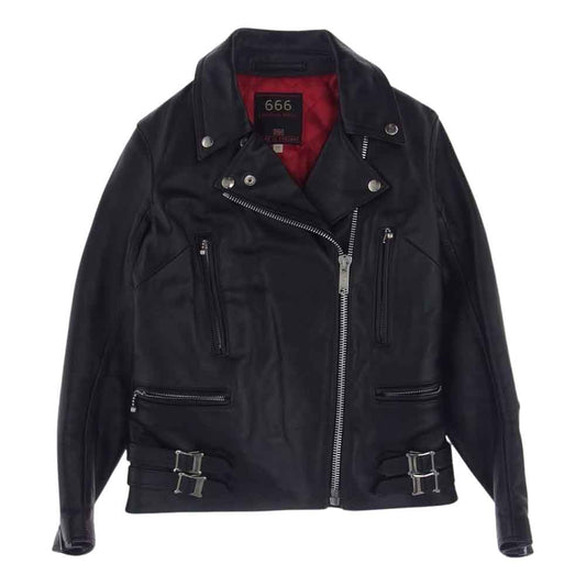 トリプスシックス 英国製 レディース サイドベルト ライダース ジャケット ブラック系 34【美品】【中古】