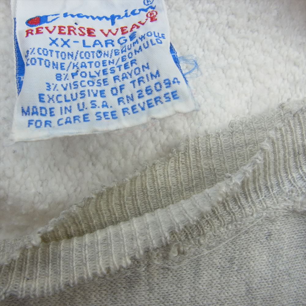 Champion チャンピオン 90s USA製 Wプリント リバースウィーブ スウェット グレー系 XXL【中古】