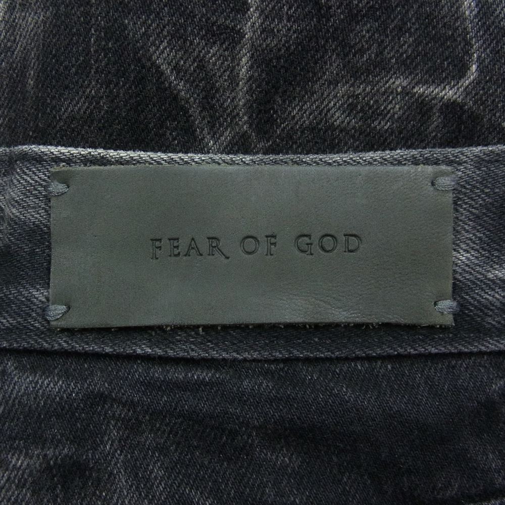 FEAR OF GOD フィアオブゴッド 578906 Fifth Collection Selvedge Denim Holy Water jeans 5thコレクション セルビッチデニムホーリーウォータージーンズ スキニーデニムパンツ ブリーチ加工 裾ジップ ブラック系【中古】