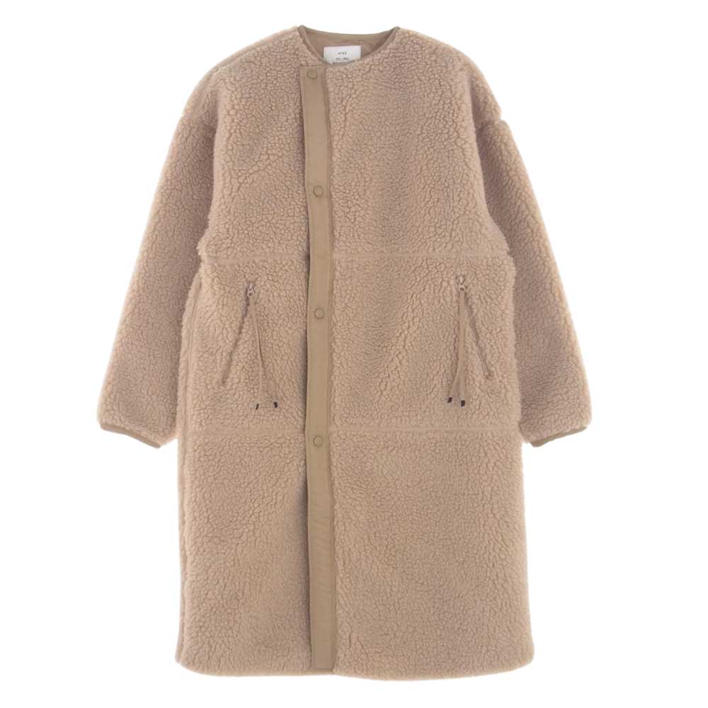 HYKE ハイク 23AW 17399 FAUX SHEARLING COAT ボア フリース コート ライトブラウン系 S【新古品】【未使用】【中古】