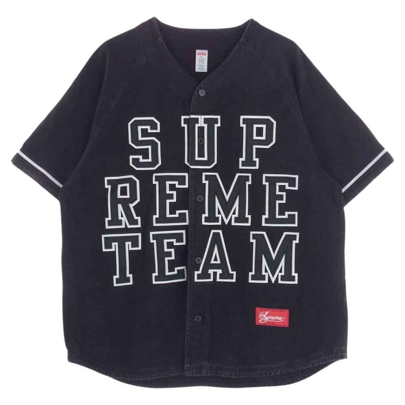 Supreme シュプリーム 22AW Denim Baseball Jersey デニム ベースボール ジャージー シャツ 半袖 ブラック系 XL【中古】