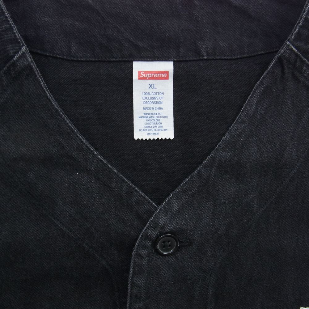 Supreme シュプリーム 22AW Denim Baseball Jersey デニム ベースボール ジャージー シャツ 半袖 ブラック系 XL【中古】