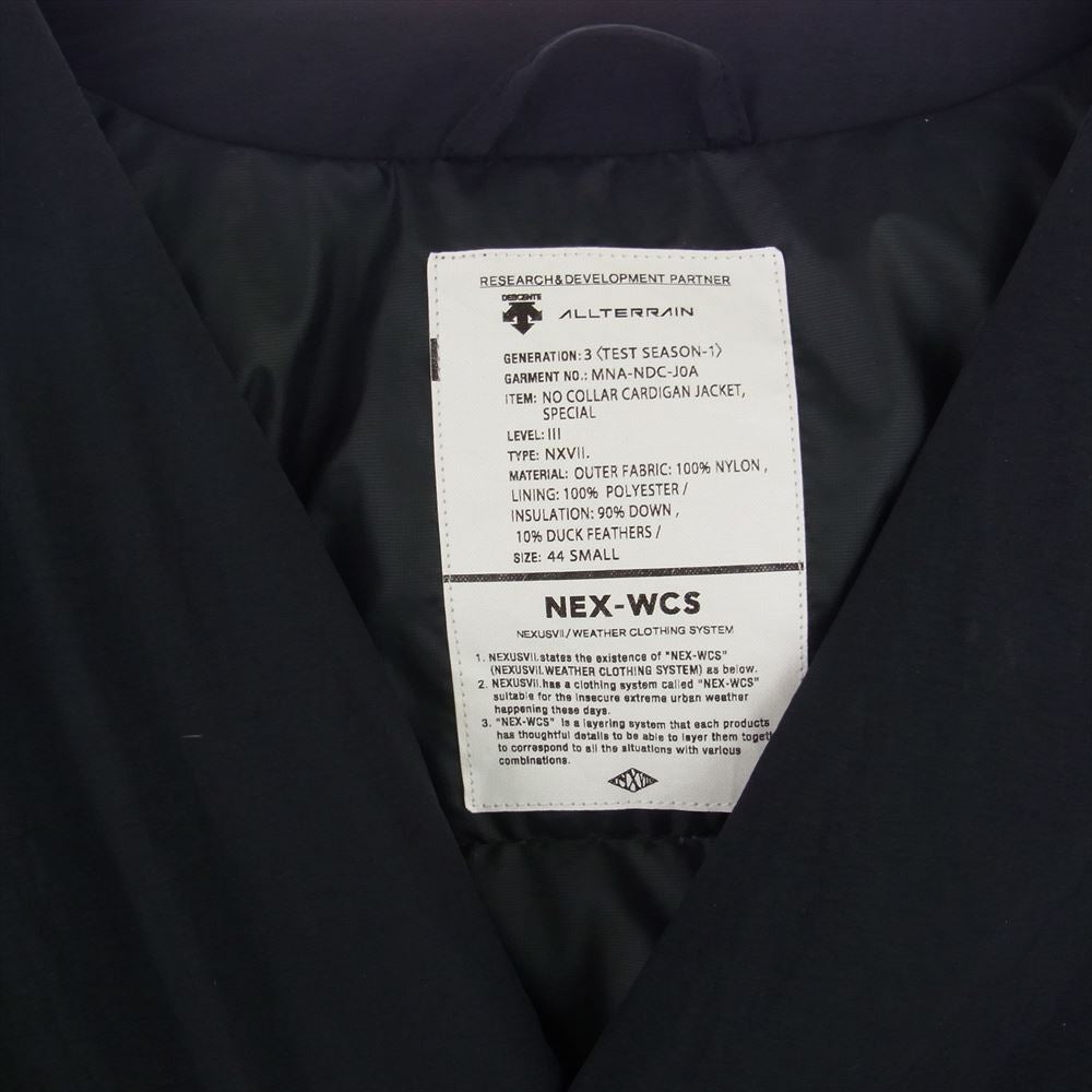 DESCENTE デサント ALLTERRAIN オルテライン × NEXUS7 ネクサスセブン ノーカラー カーディガン ダウン コート ジャケット ブラック系 S【中古】