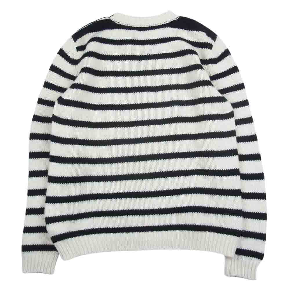 MONCLER モンクレール MAGLIONE TRICOT GIROCOLLO ショルダー ボタン ボーダー ニット ホワイト系 XL【中古】