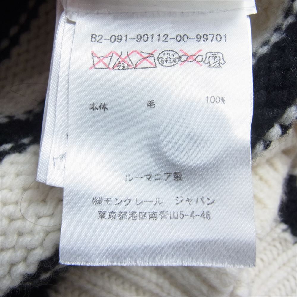 MONCLER モンクレール MAGLIONE TRICOT GIROCOLLO ショルダー ボタン ボーダー ニット ホワイト系 XL【中古】