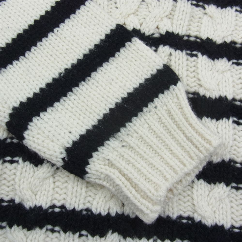MONCLER モンクレール MAGLIONE TRICOT GIROCOLLO ショルダー ボタン ボーダー ニット ホワイト系 XL【中古】