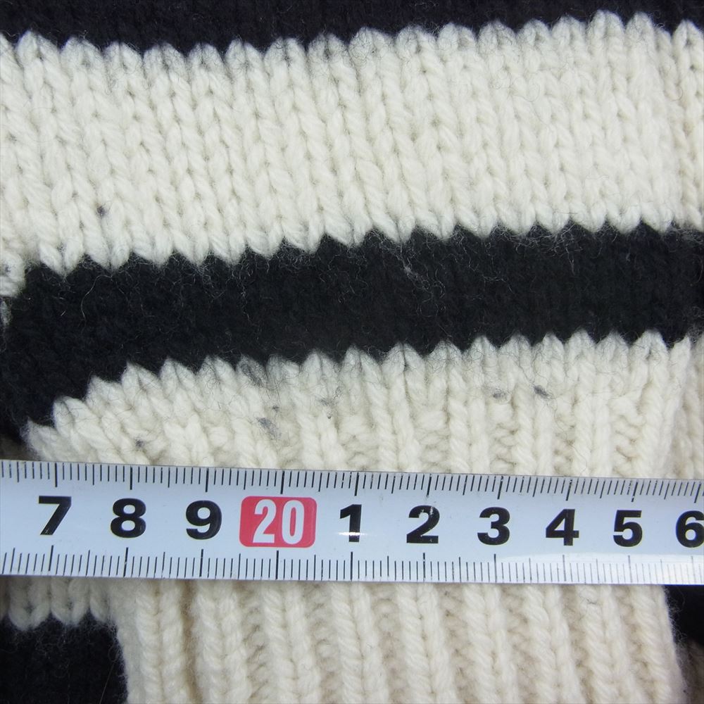 MONCLER モンクレール MAGLIONE TRICOT GIROCOLLO ショルダー ボタン ボーダー ニット ホワイト系 XL【中古】