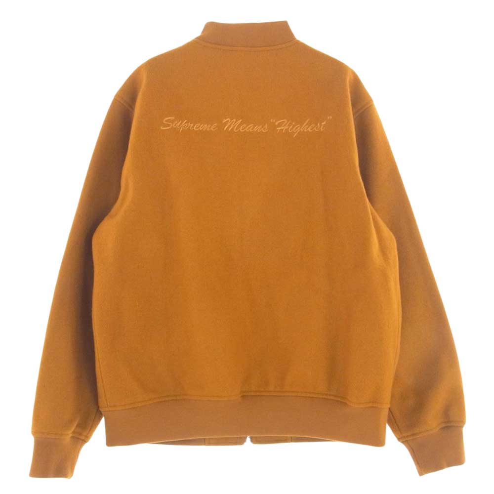 Supreme シュプリーム 16AW Old English Zip Varsity Jacket オールド イングリッシュ ジップ バーシティ ジャケット スタジャン ダークゴールド系 L【極上美品】【中古】
